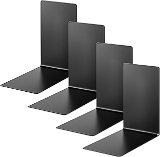 Alco-Albert 4301-11-4 – Buchstützen aus Metall, 4 Stück, schwarz, 14 x 14 x 8,5 cm, für Schule…