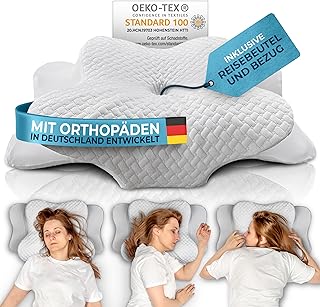 Glückstoff® Orthopädisches Kissen (Zertifiziert für alle Schlaftypen) Kopfkissen Nackenschmer…