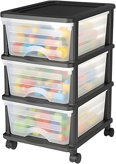 VEVOR Schubladenwagen Schubladenschrank mit 3 Schubladen (17 L/per), rollbarer Schubladen-Contain…