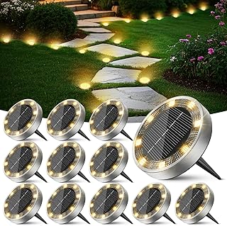 Peasur 12 Stück Solar Bodenleuchten Aussen, 8 LED Solarlampen für Außen Garten Wetterfest, Sol…
