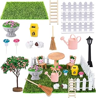 Golgner 18 Stück Miniatur Garten Zubehör, Miniatur Garten Deko, Miniatur Puppenhaus Set Garten,…