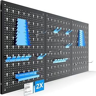 Arebos Werkzeugwand 6-teilige Lochwand Werkstatt | 34-teiliges Hakenset & Halterungen | 235,2 x 5…