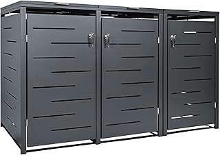 STILISTA Mülltonnenverkleidung aus Metall, für 3 Mülltonnen je 240 Liter, Anthrazit