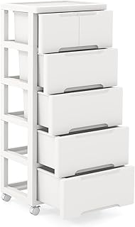 GIANTEX Nischenschrank mit Rollen, Nischenregal Nischenwagen mit 6 Schubladen, Schmaler Rollwagen…