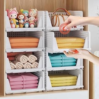 5 Stück Schrank Kleiderschrank Organizer, Stapelbare Schrank Organizer, Faltbare Multifunktional…