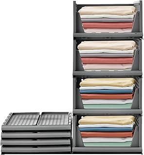 RMAN Schubladenbox 4er Set Kleiderschrank Organizer Stapelbare Schrank Regal Aufbewahrungsbox Pla…