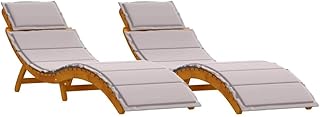 vidaXL Sonnenliege mit Kissen 2 pcs Taupe Massivholz Akazie, Stylische Outdoor-Liege, Moderne Lie…