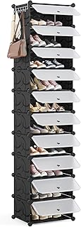 Mondeer Schuhregal, Kunststoff Schuhschrank, Modulares Schuhaufbewahrung mit Tür, Staub- und Was…