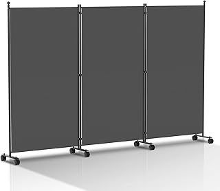 Paravent Raumteiler Klappbar Freistehend auf Rollen – Trennwand, Umkleide Sichtschutz 3 Teilig 26…