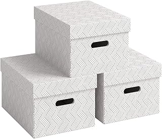 VON Leitz 3er Set Aufbewahrungsbox mit Deckel, 15 L, Medium, 100 % Recyclingkarton, Geometrisches…