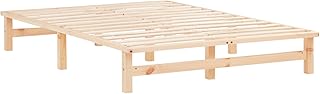 Homestyle4u Holzbett Palettenbett 140×200 mit Lattenrost Bettgestell Kiefer Massiv Natur Unbehandelt