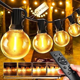 Lichterkette Außen Outdoor LED Strom – 30M Aussen Beleuchtung Garten Balkon – Lichterketten Glü…