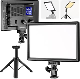 NEEWER 9″ LED Videolicht Panel dimmbares weiches Licht für DSLR Kamera mit Mini Stativ 4000mAh A…