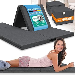 ELONEO Klappmatratze 140×200 cm mit Husse, 8 cm hoch, Gästematratze klappbar, Faltmatratze, Falt…