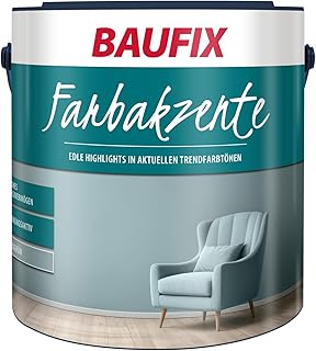 BAUFIX Farbakzente horizontblau, seidenmatt, 2.5 Liter, Bunte Wandfarbe, für Wände und Decken i…