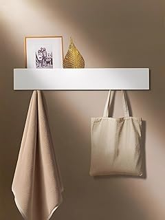 WJUAN Wandgarderobe mit Ablage, Moderne Garderobenleiste mit 5 Verdeckten Kleiderhaken, Weiße Ga…