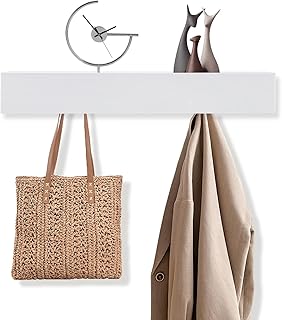 PHMING Wandgarderobe mit Ablage, Garderobe mit Verdeckten Wandhaken, Moderne Design Wandhaken Gar…