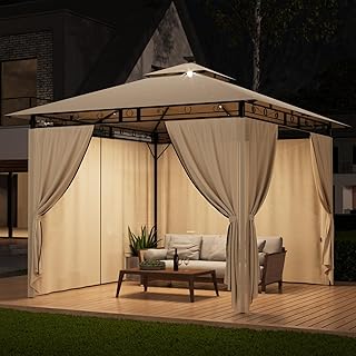 Pavillon 3×3 Wasserdicht Stabil Winterfest, Garten Pavillion mit seitenwänden, UV-Schutz 50+, Pl…