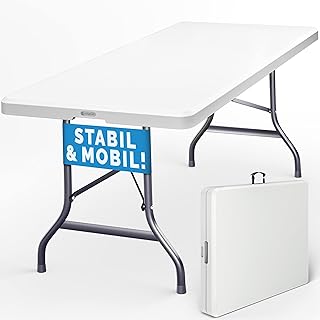 Casaria® Gartentisch 183x76cm Klappbar Wetterfest Tragbar Kunststoff Garten Terrasse Camping Bal…