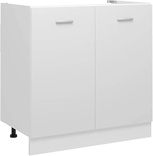 vidaXL Unterschrank 80x46x81,5 cm, Weiß, Holzwerkstoff, Badschrank, Unterbeckenschrank, Küchen-…