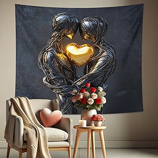 Romantischer Wandteppich, Valentinstags-Wandteppich, Paarschlafzimmer, Wohnzimmer, Kunstdekoratio…