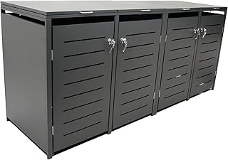 DEGAMO Mülltonnenbox 4-er Mülltonnenhaus KÖLN für 4X Tonnen 120 und 240 Liter, Stahl verzinkt…