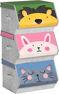 SONGMICS Aufbewahrungsboxen, 3er Set, Faltboxen, Stoffboxen mit Griffen, Organizer, magnetischer …