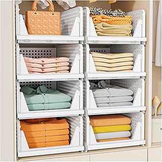 SNSLXH 5 Pack Stapelbar Schrank Kleiderschrank Organizer, Multifunktionale & Faltbare Organizer f…