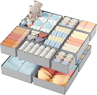 DIMJ 12er Schubladen Ordnungssystem Schubladen Organizer, Faltbare Aufbewahrungsbox Stoff, Unterw…