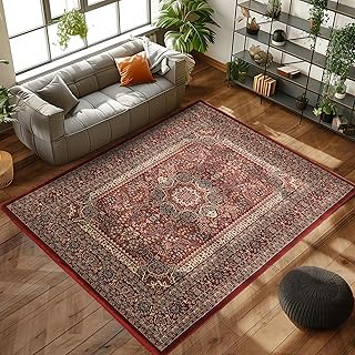 Carpettex Kurzflor Teppich Orientalisch Wohnzimmertex 200×300 Klassisch Optik Rot – Orientteppich…