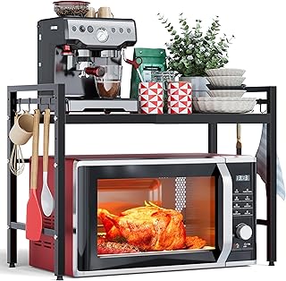 NETEL Erweiterbares Mikrowellen Regal 2 Stufig,Regal über Mikrowelle,Mikrowellenständer für Ar…