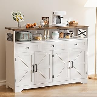 BonVache Sideboard, Küchenschrank mit Schubladen, Aufbewahrungsschrank, Anrichte mit Offenem Reg…