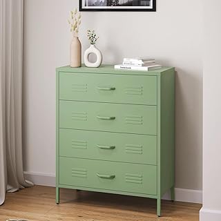 skølm Atria Metall Kommode – Sideboard mit 4 Schubladen – Metallschrank in Mintgrün – Meh…