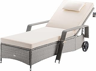 Casaria® Sonnenliege mit Rollen 7cm Auflage Extra Breit 90cm Gartenliege Wetterfest Balkonmöbel…