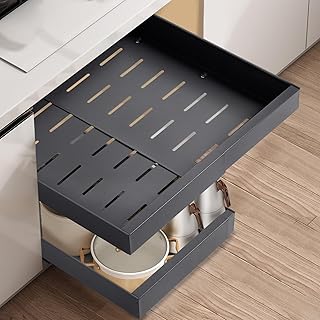 2 Stück Teleskopschublade, Ausziehbare Schublade KüChe,KüChenschrank Organizer für KüChensch…
