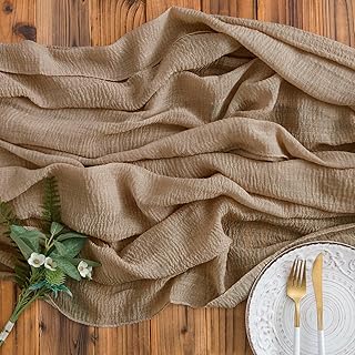 AOKSUNOVA Tischläufer Musselin Braun Dekostoff Tischläufer Hochzeit Käsetuch 3m x 80cm