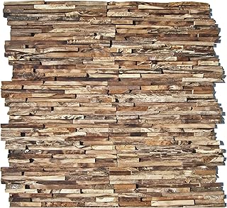 HO-006-1 Teakholz Paneele – 3D Wandverkleidung Holz Wandverblender Wandpaneele Holz-Design Wandde…
