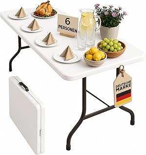 Floordirekt- Buffettisch Tisch klappbar Kunststoff 183×76 cm – Buffettisch mit Tragegriff – Klapp…