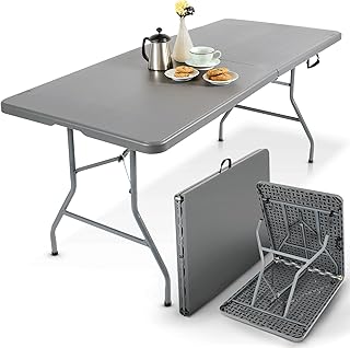 Arebos Klapptisch Anthrazit Gartentisch Klappbar | 182×74 cm Wetterfest Outdoor | Buffettisch 8 P…