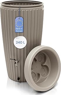 YourCasa Regentonne 240 Liter [RainCatcher] Messing Wasserhahn & Deckel – Regenfass Frostsicher a…