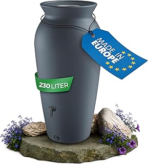 YourCasa Regentonne 120-230 Liter [DropCatcher] mit Filterkorb & Wasserhahn – Regenfass Frostsich…