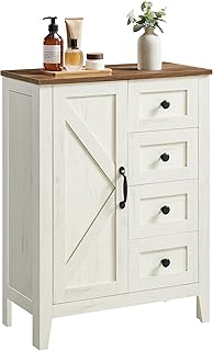 VASAGLE LIRY Kollektion – Aufbewahrungsschrank, Badezimmerschrank im Landhausstil, mit 4 Schublad…