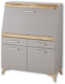 Stella Trading SECRET Sekretär Schreibtisch Kommode in Basalt, Eiche Altholz Optik – platzsparen…