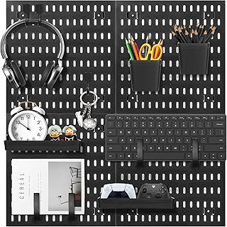 Schwarzes Stecktafel-Kombinationsset, vielseitiger Wand-Organizer mit 4 Kunststoffplatten und 38 …
