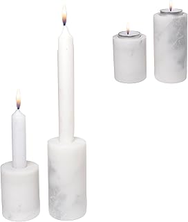 Kerzenhalter aus Marmor – 2-in-1 Design für Stabkerzen & Teelichter – Elegantes Dekor in Sch…