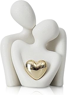 JJQHYC Romantische Paar Statue, Abstrakte Skulptur Kleine Regal Ornamente für Wohnzimmer, Weiße…