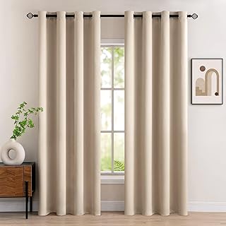 MIULEE Verdunklungsvorhänge Dunkelbeige Vorhänge Blickdicht 2er Set 225 cm Lang, Gardinen Ösen…