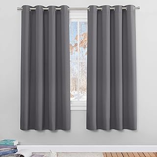 PONY DANCE Verdunklungsvorhänge mit Ösen für Schlafzimmer 2er Set H 175 x B 140 cm Grau, Wohnz…