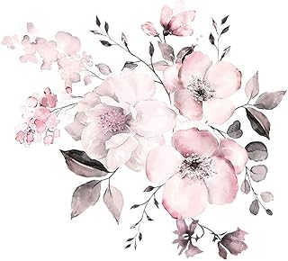 WandSticker4U®- Aquarell Wandtattoo vintage BLUMENRANKE in zart­ro­sa I Wandbilder: 58×52 cm I…