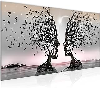 Runa Art Wandbild Liebespaar 1 Teilig 100 x 40 cm Modern Bild auf Vlies Leinwand Abstrakt Baum Wo…